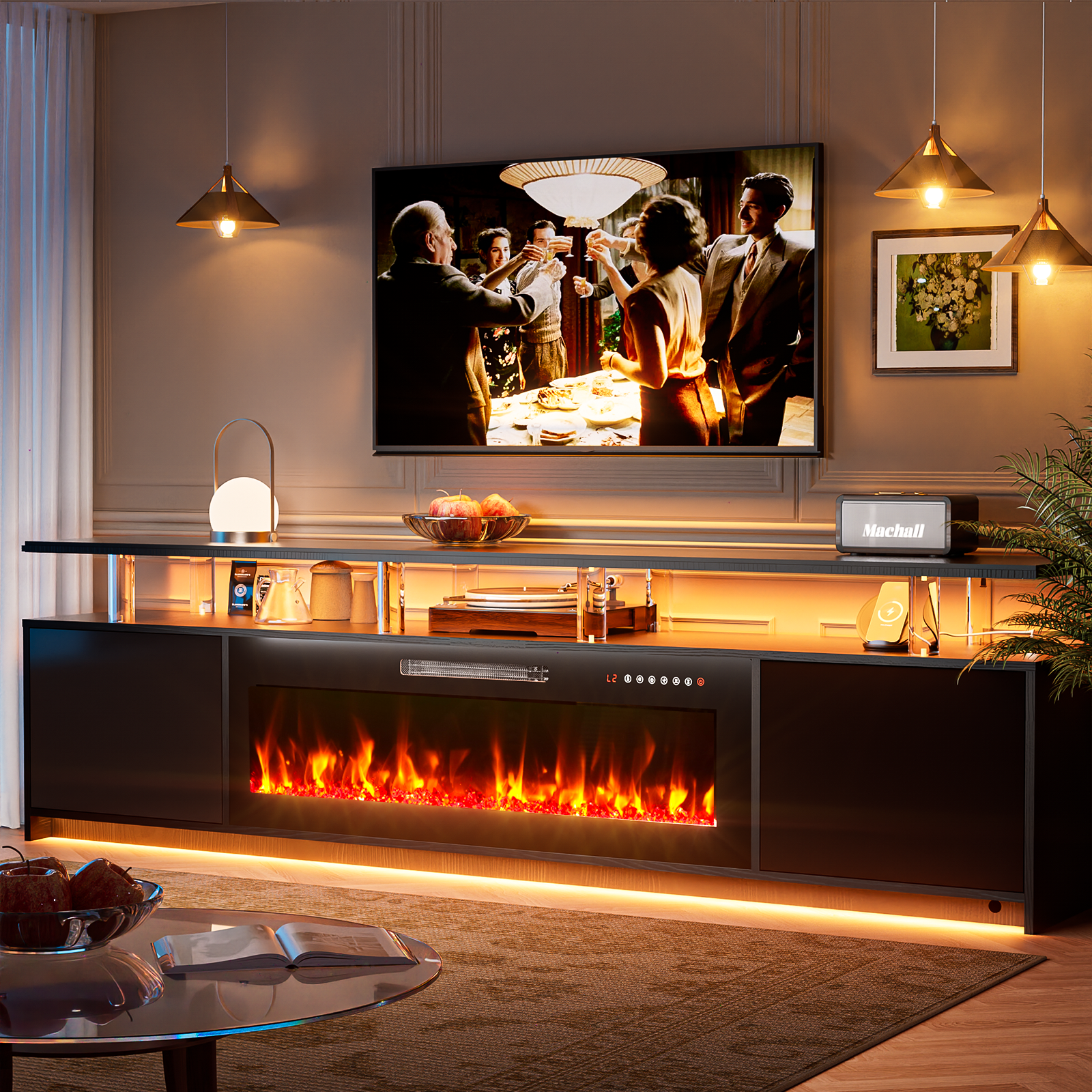 80 inch TV STAND WITH FIREPLACE2