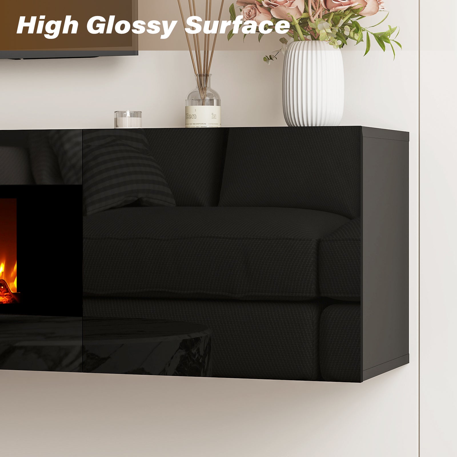 70'' Floating TV Stand with Fireplace1