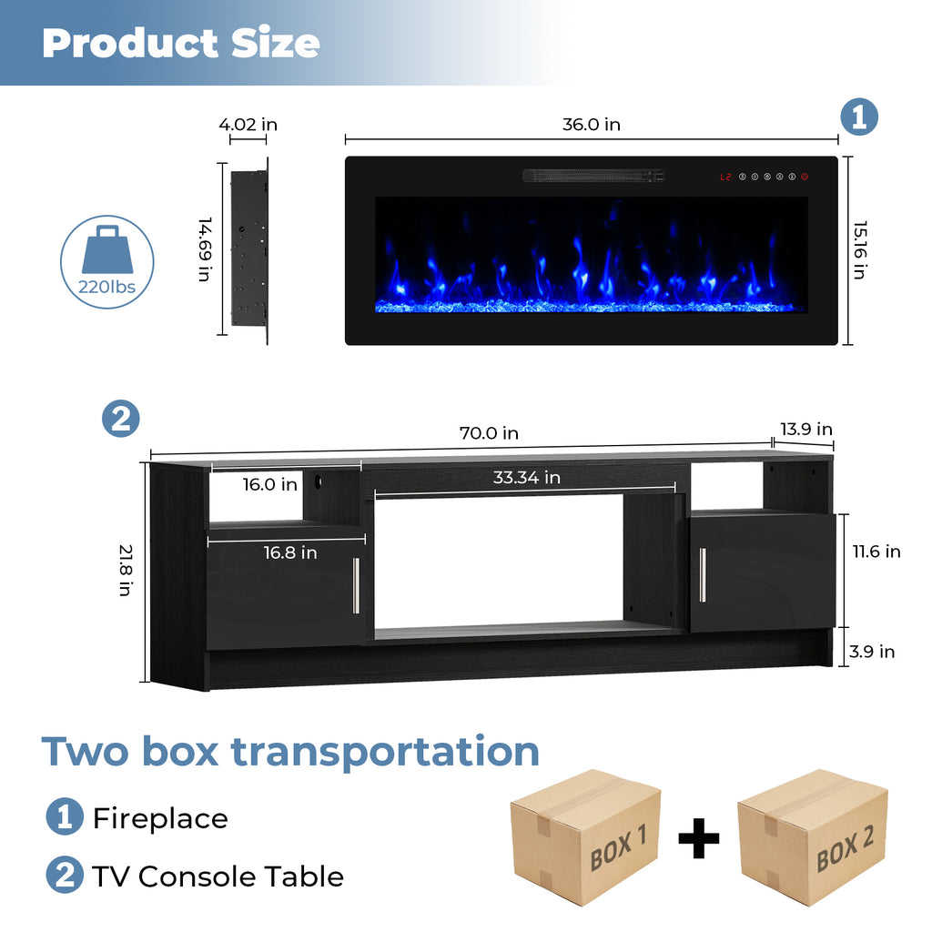 70inch TV STAND WITH FIREPLACE2