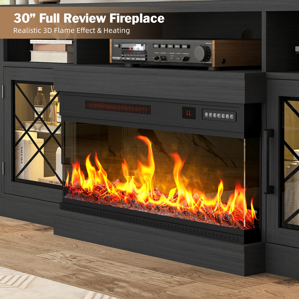 3-Sided TV STAND WITH FIREPLACE