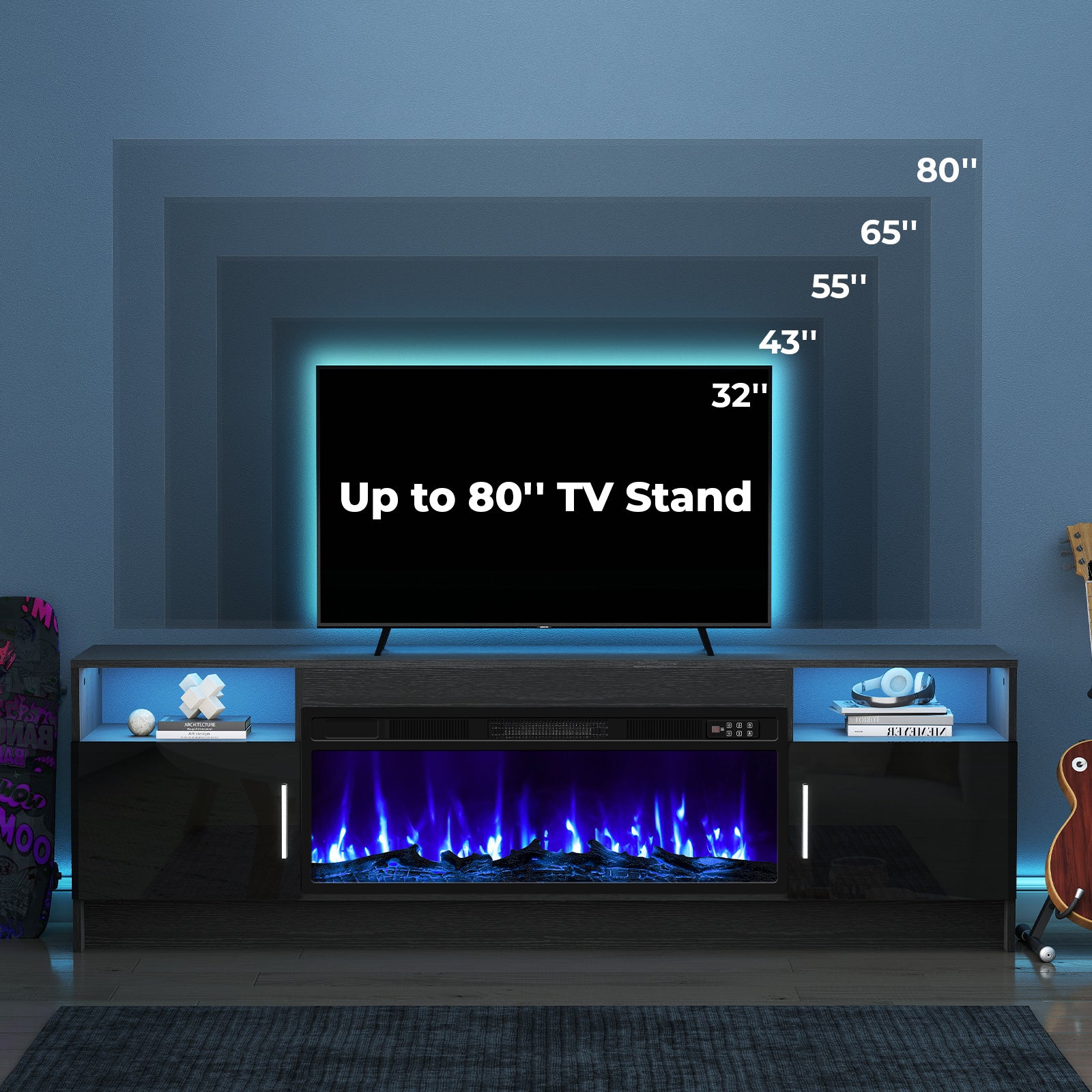 70inch TV STAND WITH FIREPLACE1