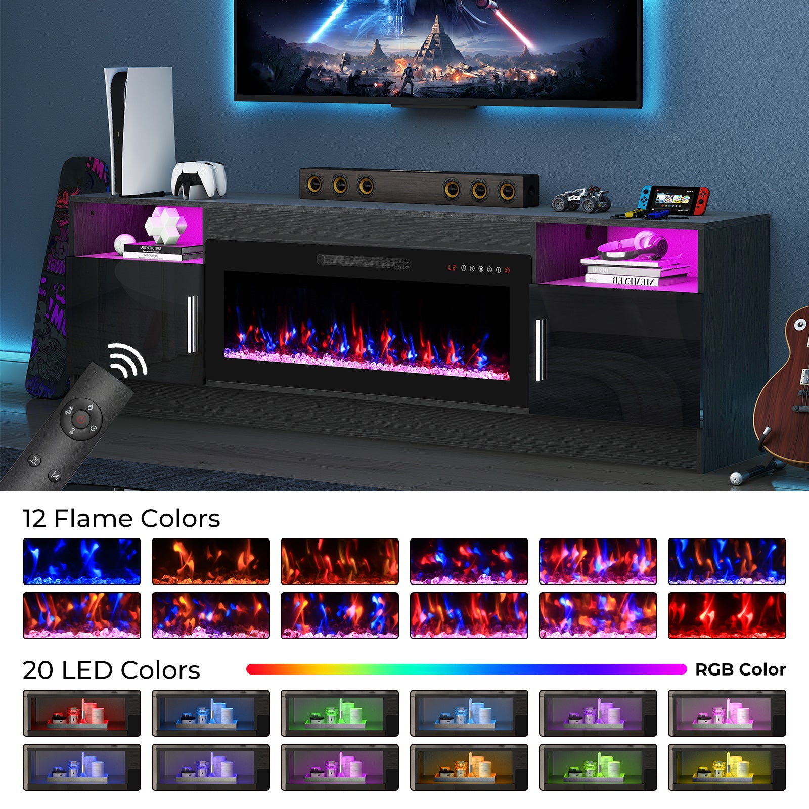 70inch TV STAND WITH FIREPLACE2