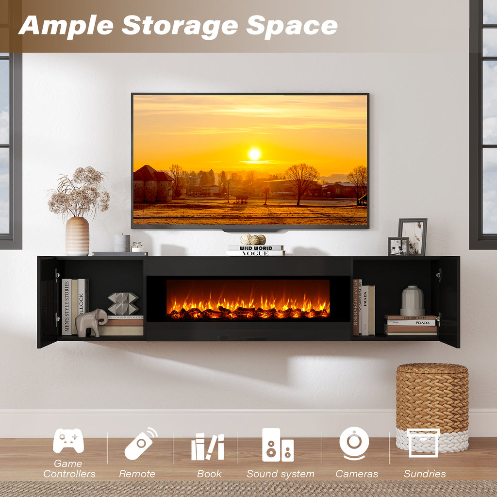 70'' Floating TV Stand with Fireplace1