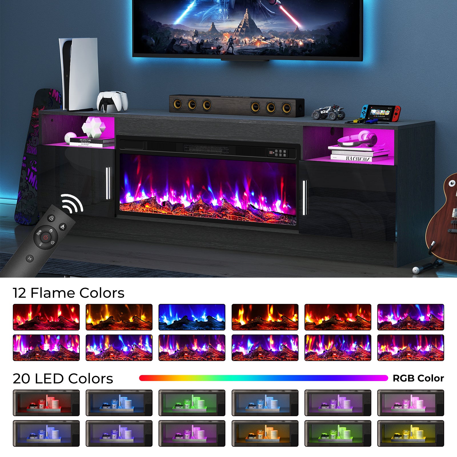 70inch TV STAND WITH FIREPLACE1