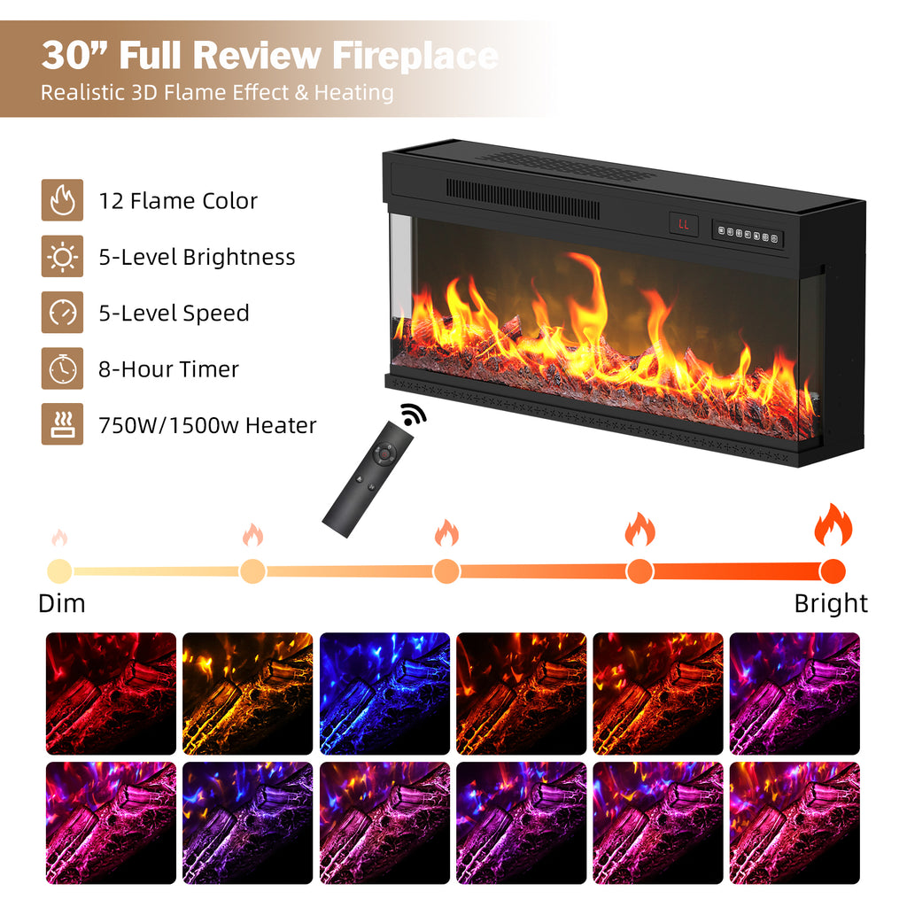3-Sided TV STAND WITH FIREPLACE
