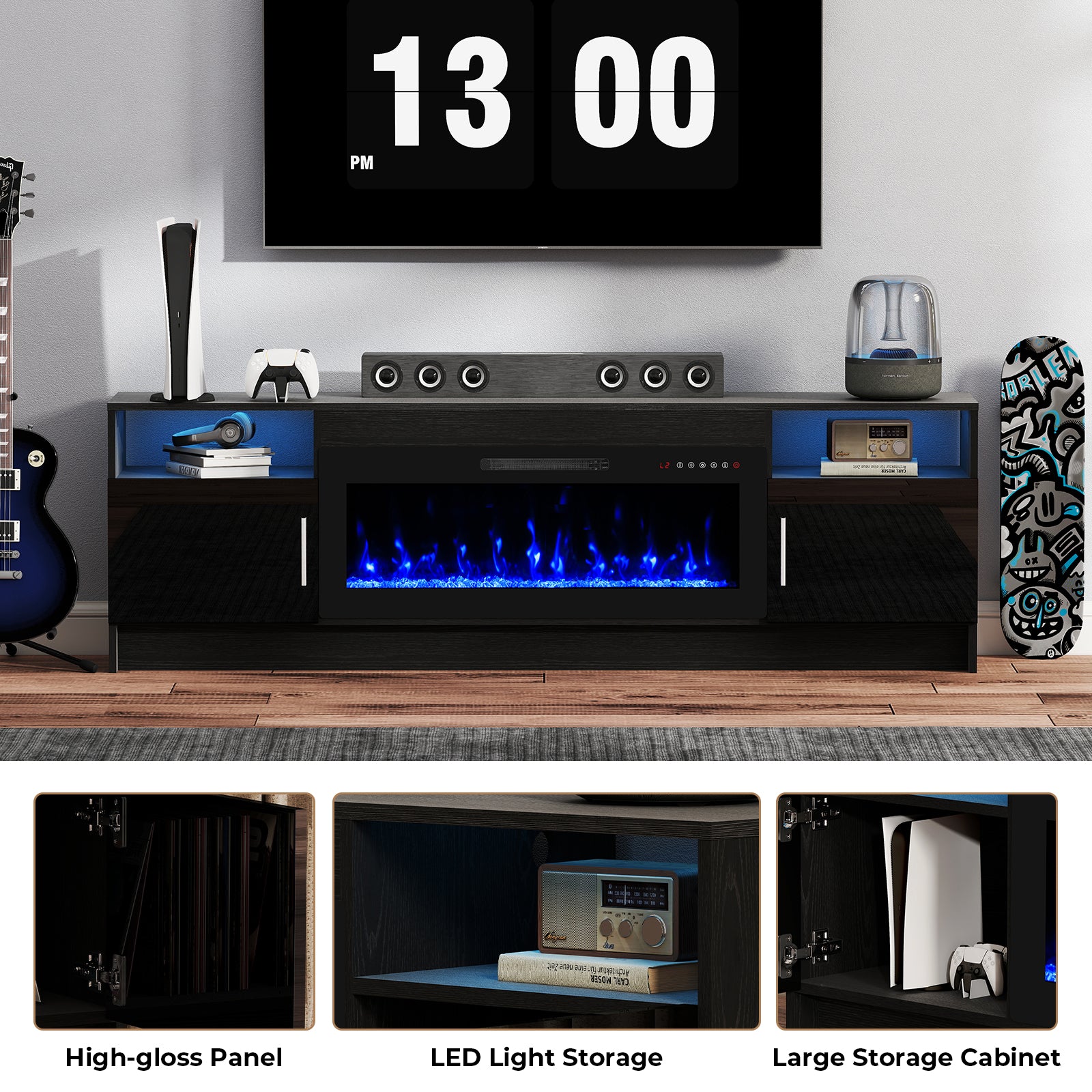70inch TV STAND WITH FIREPLACE2