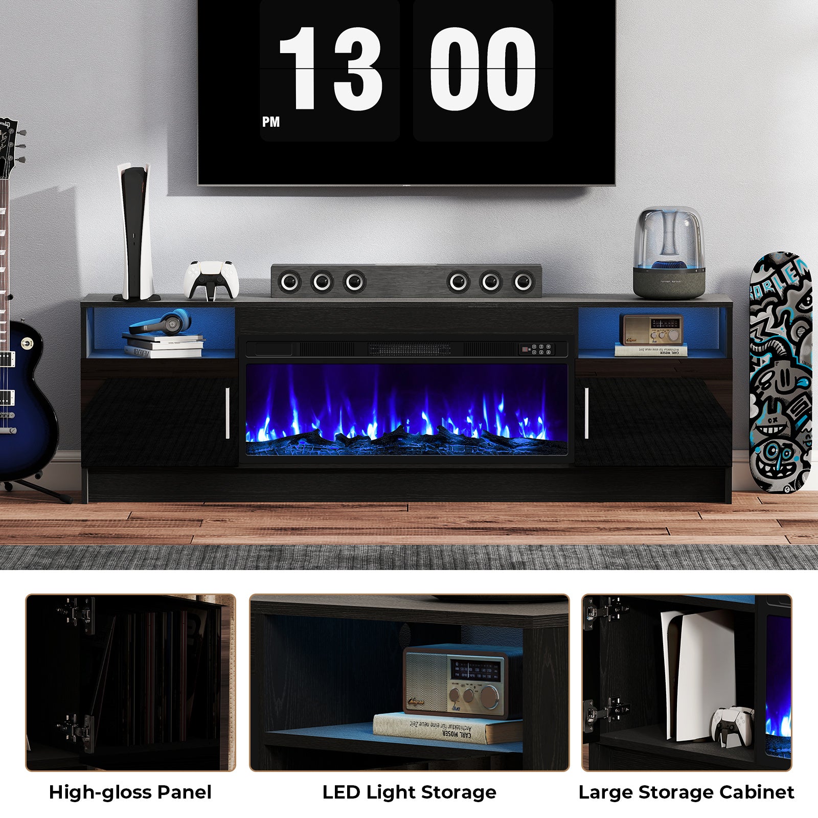 70inch TV STAND WITH FIREPLACE1
