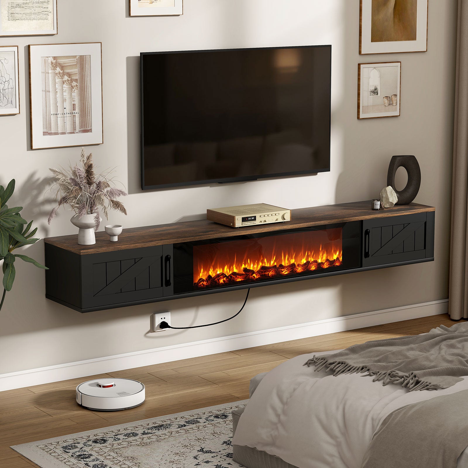 70'' Floating TV Stand with Fireplace2