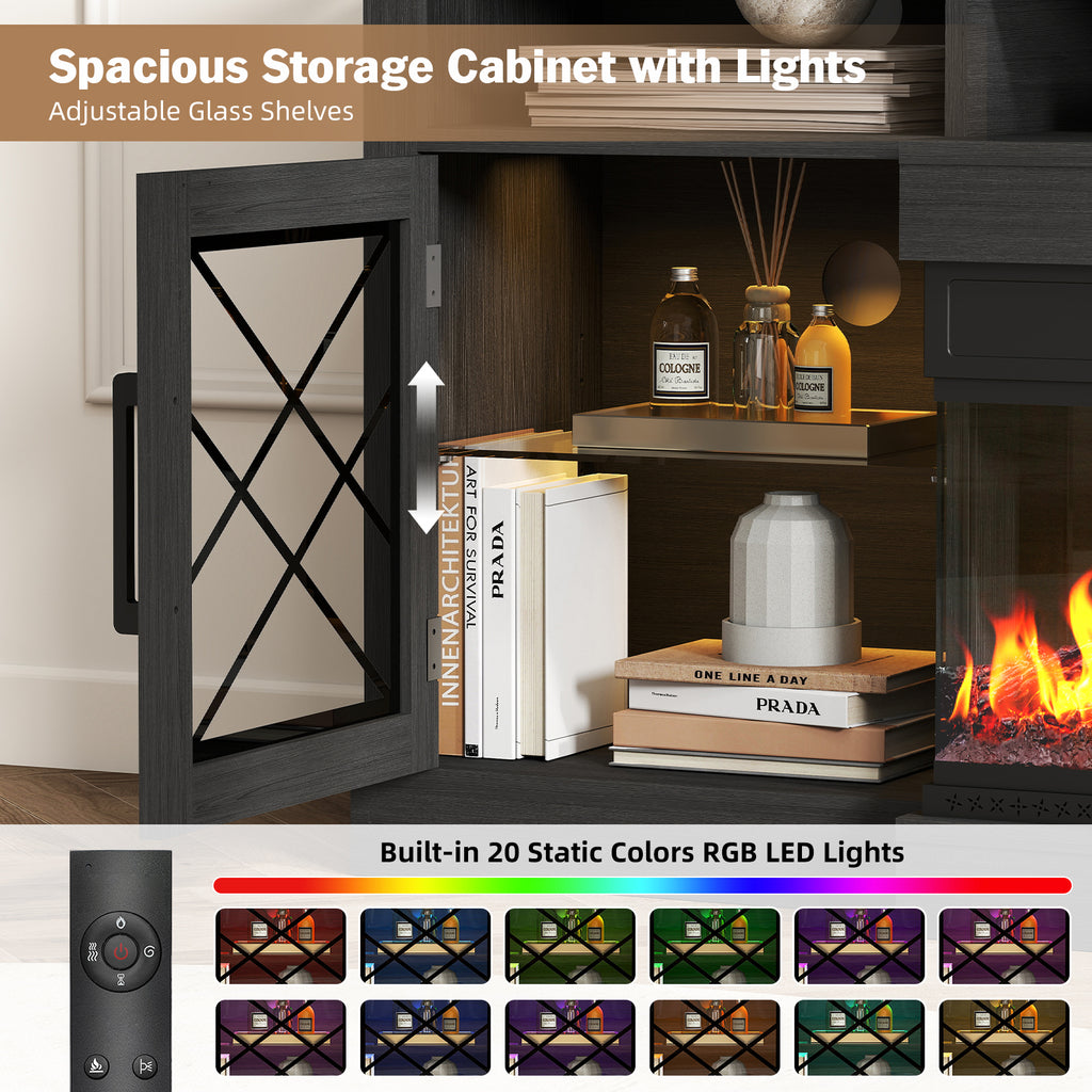 3-Sided TV STAND WITH FIREPLACE