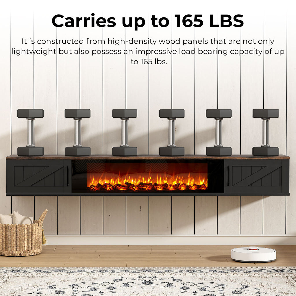 70'' Floating TV Stand with Fireplace2