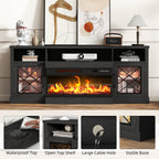 3-Sided TV STAND WITH FIREPLACE