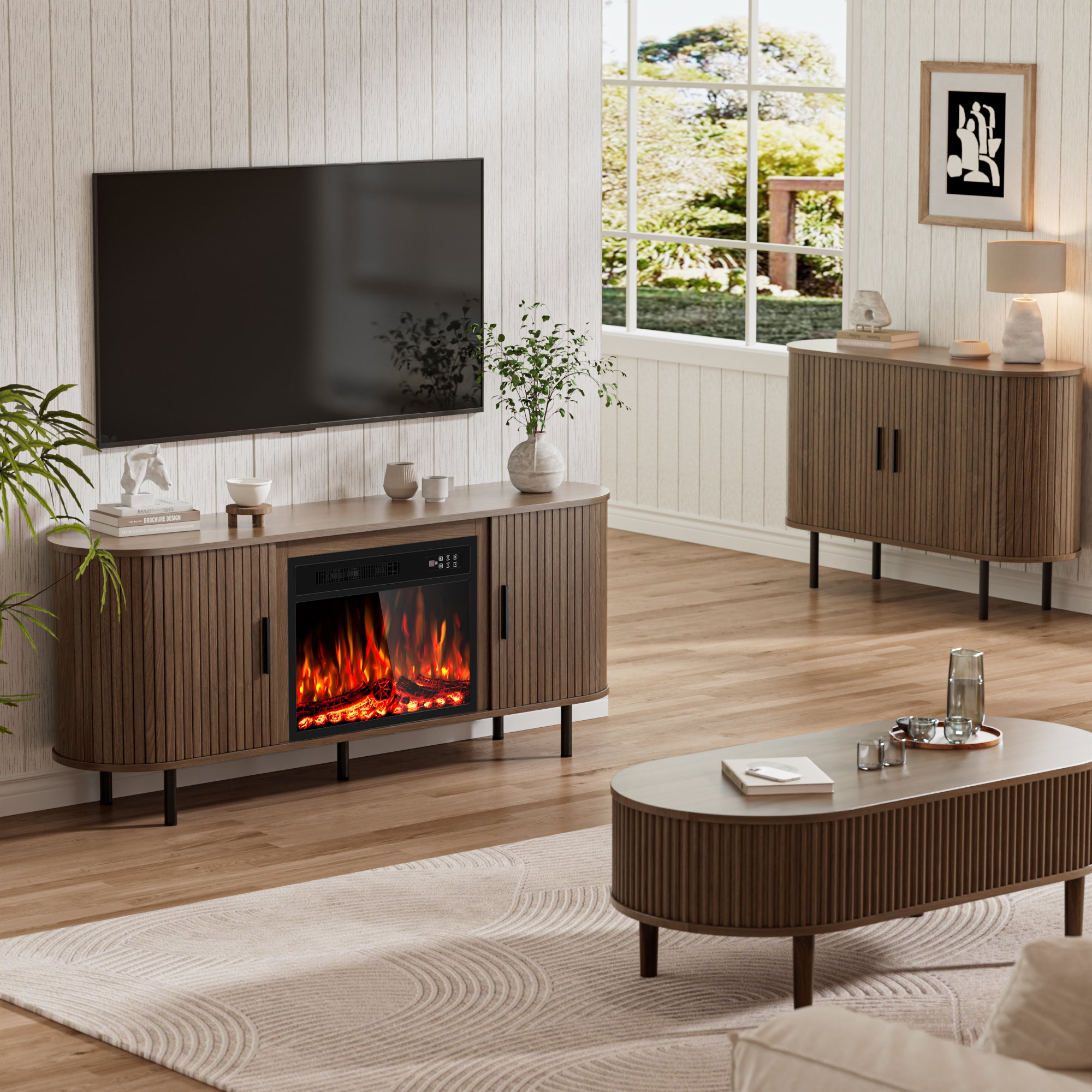 65inch TV STAND WITH FIREPLACE1
