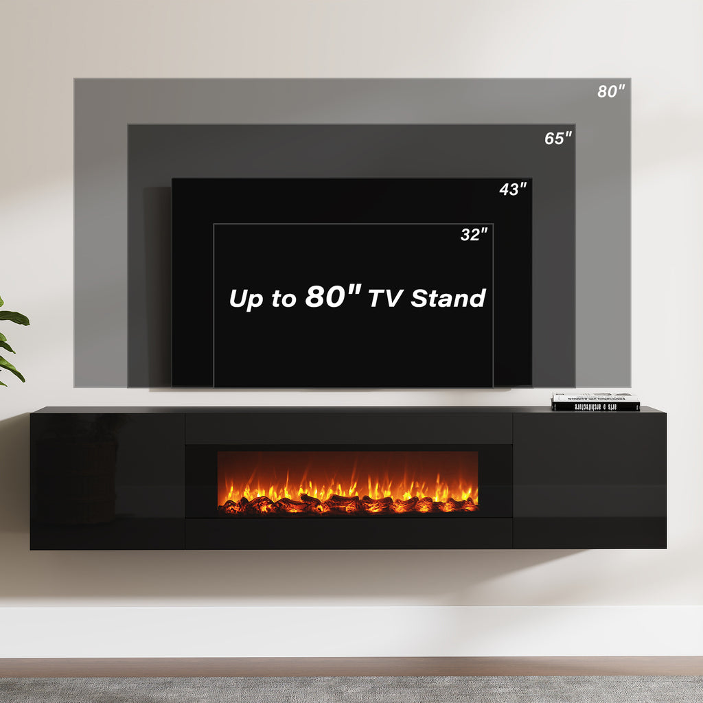 70'' Floating TV Stand with Fireplace1