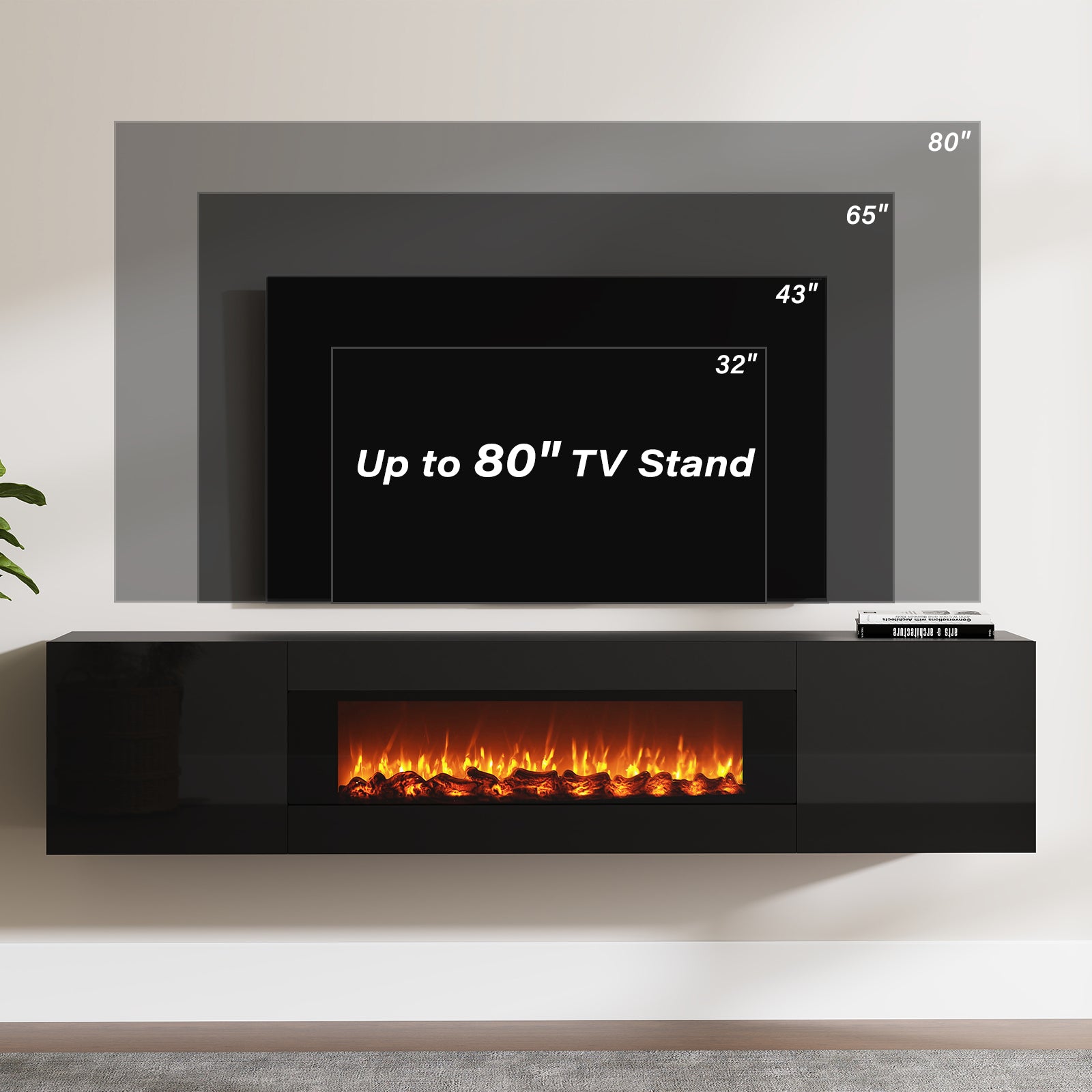 70'' Floating TV Stand with Fireplace1