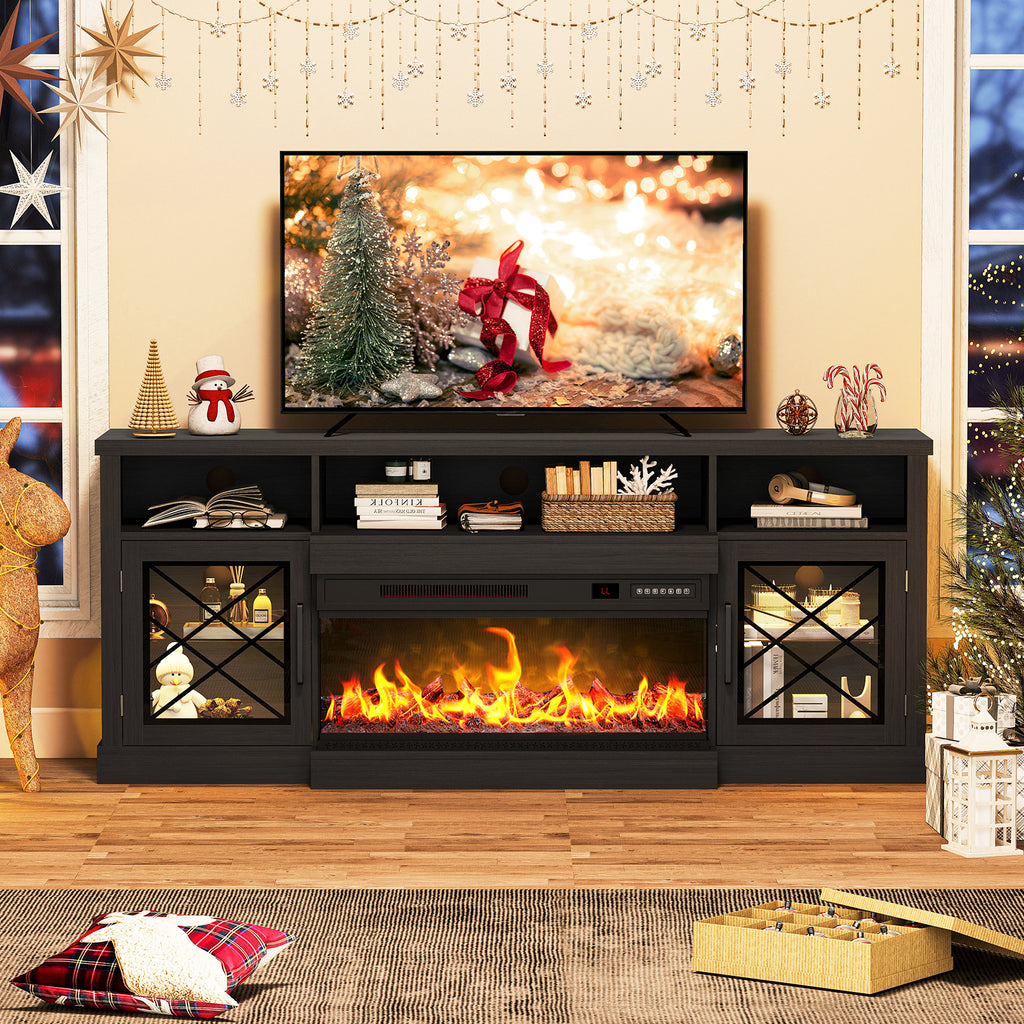 3-Sided TV STAND WITH FIREPLACE