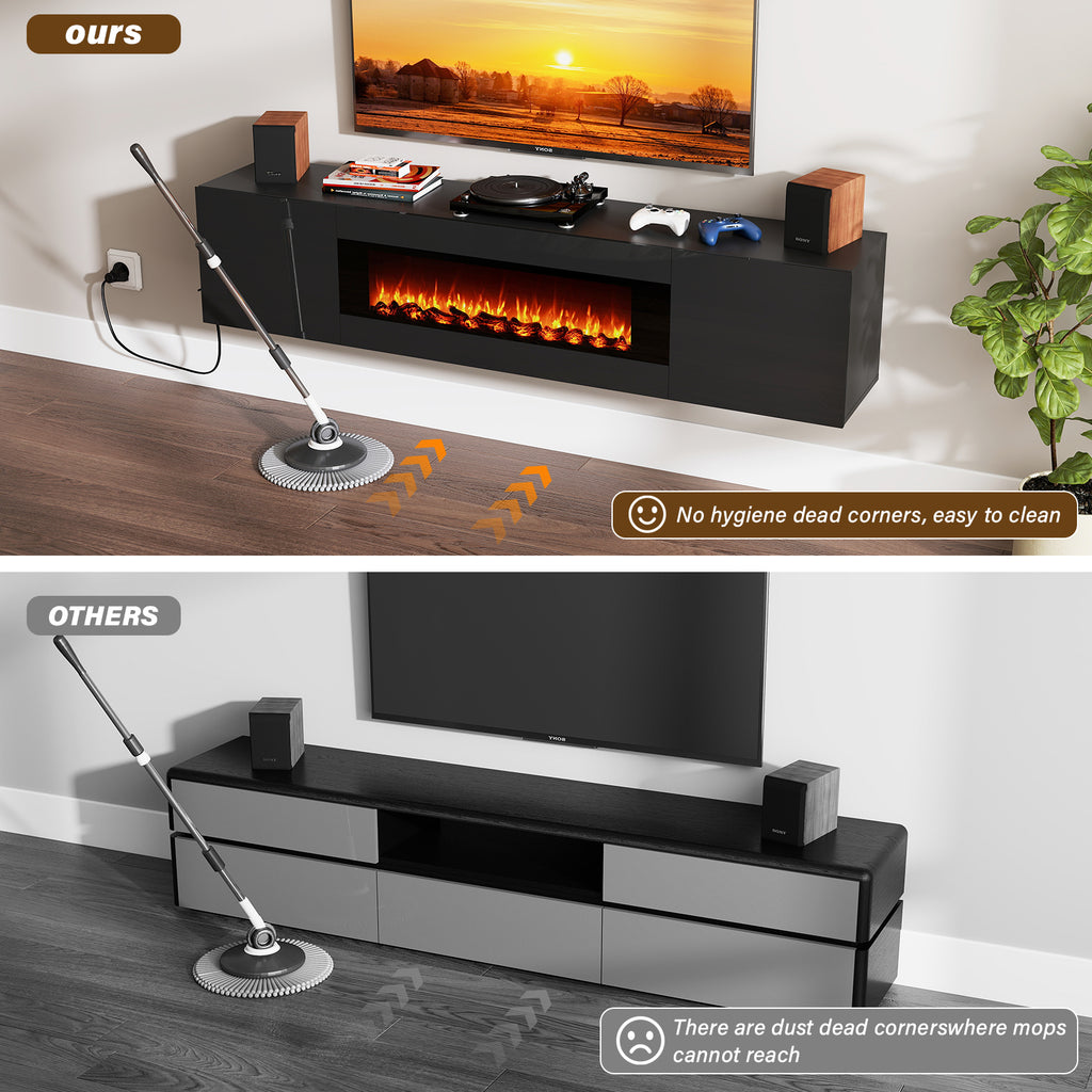 70'' Floating TV Stand with Fireplace1